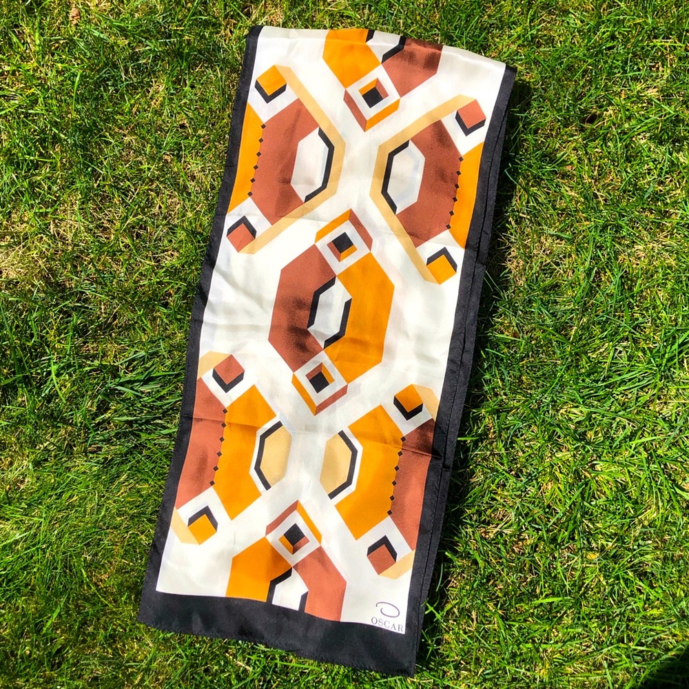 Vintage Oscar de la Renta Silk Geometric Scarf